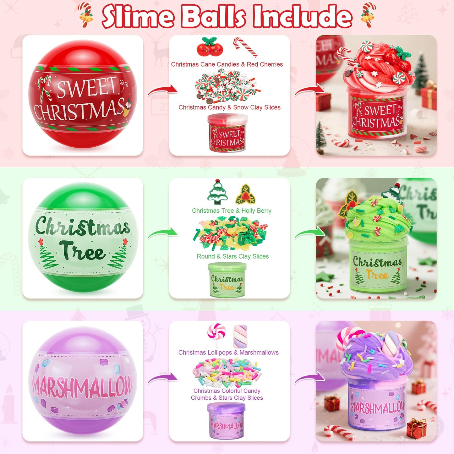 Ouddy Life Christmas Stocking Stuffers - 6 Pack Slime - Toys Balls Slime Kit with DIY Charms - Xmas Birthday Party Favors Classroom Rewards Gifts Surprises Prizes for Teens Girls Boys mature-themed