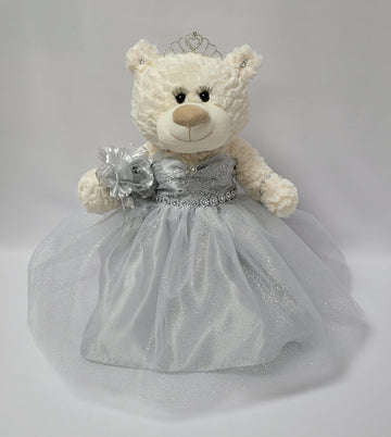 KINNEX COLLECTIONS SINCE 1997 20 Quince Anos Quinceanera Last Doll Teddy Bear with Dress (Centerpiece) ~ ARC16831-18 (Silver)
