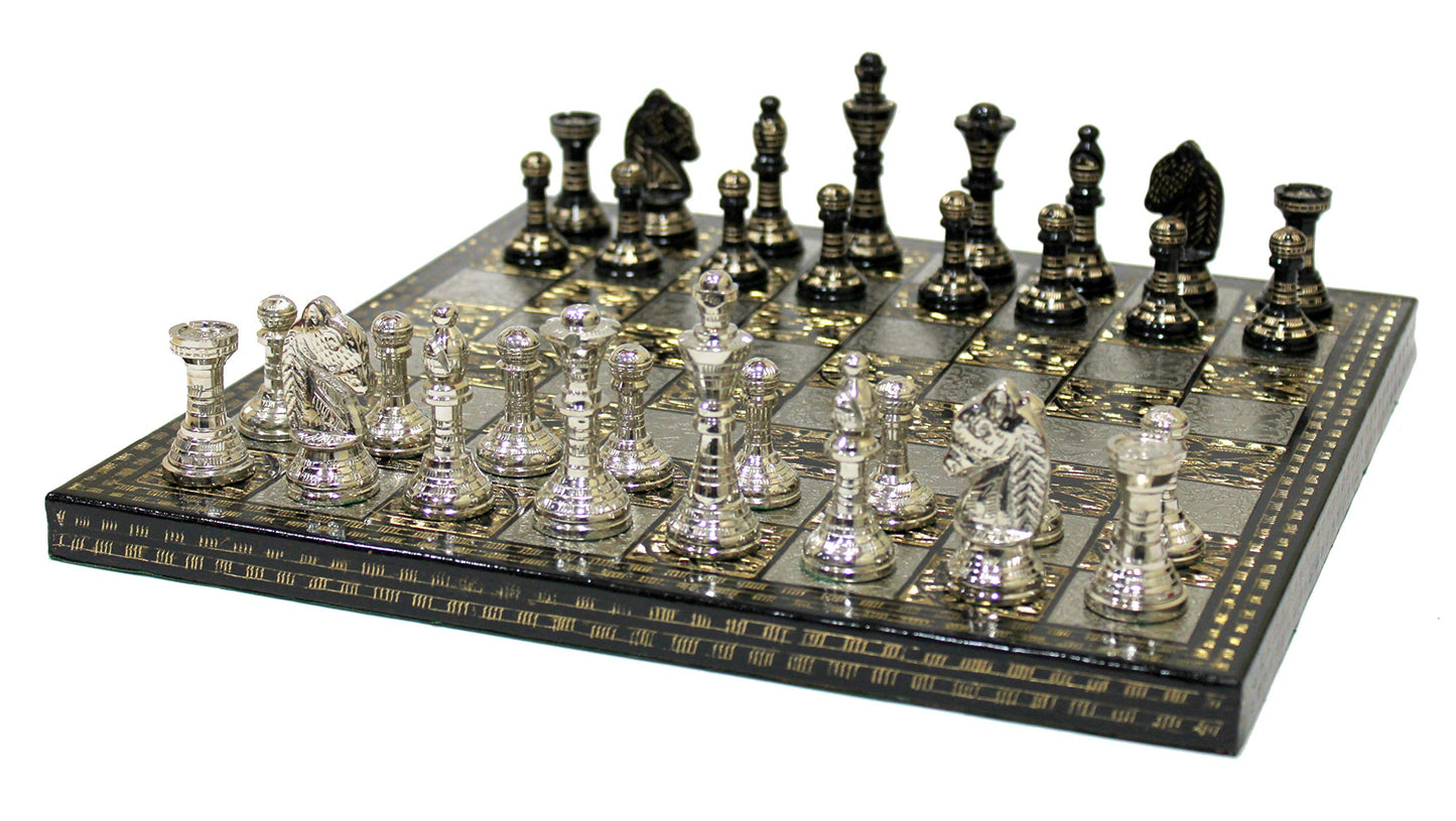 Stonkraft Brass Chess Board Game Set With 100% Brass Chess Pieces Chessmen Coins (12' X 12' Inches)