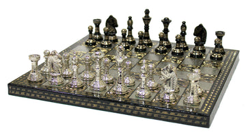 Stonkraft Brass Chess Board Game Set With 100% Brass Chess Pieces Chessmen Coins (12' X 12' Inches)