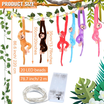 Gemscream 12 Pcs 20 Inch Hanging Monkey Stuffed Animal Stuffed Monkey Plush Toy With 2 Pcs Hanging Artificial Ivy Vines 2 Pcs 20