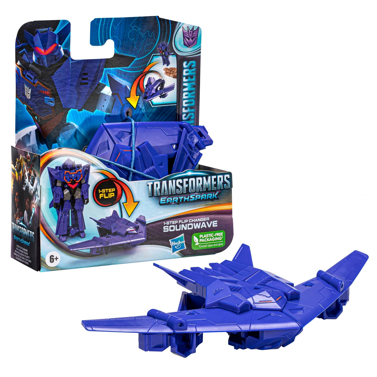 Transformers 1-Step Flip Changer Soundwave Action Figure, 4-Inch, Blue, Model F6714, Robot Toy for Ages 6 and Up