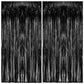 2 Pack Foil Curtain Backdrop Black Metallic Tinsel Foil Fringe Curtains Photo Booth Props for Birthday Wedding Engagement Baby S