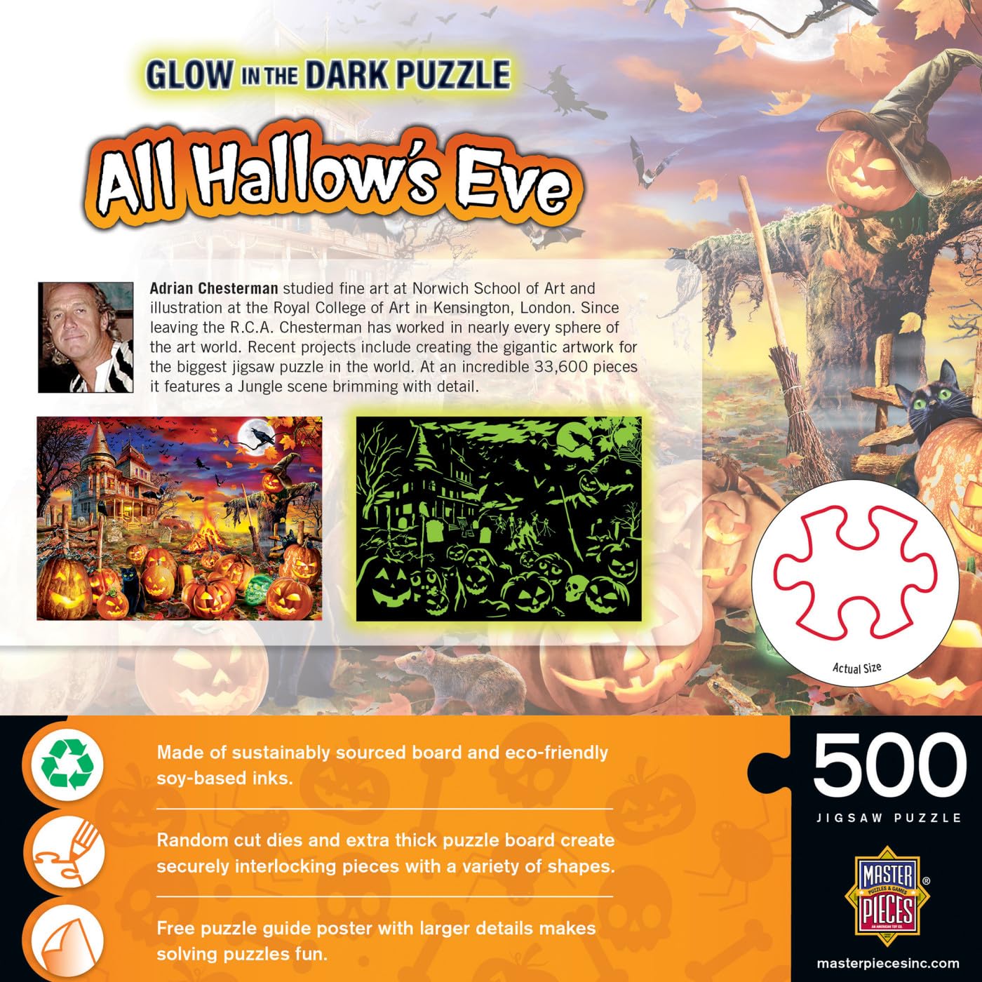Masterpieces 500 Piece Glow In The Dark Halloween Jigsaw Puzzle - All Hallow'S Eve - 15'X21'