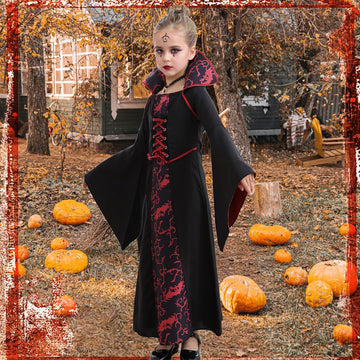 Itvti Vampire Costume For Girls Kid Halloween Carnival Fancy Black Dress For Cosplay, 3-4 Years(Tag 110)