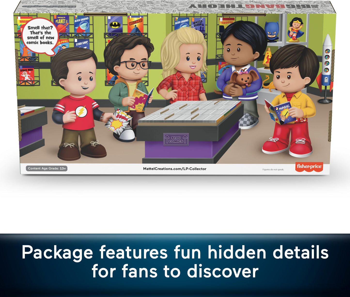 Little People Collector Big Bang Theory Set - 5 Multicolor Figures in Display Box, Model HYT47, Perfect for Adults & Fans