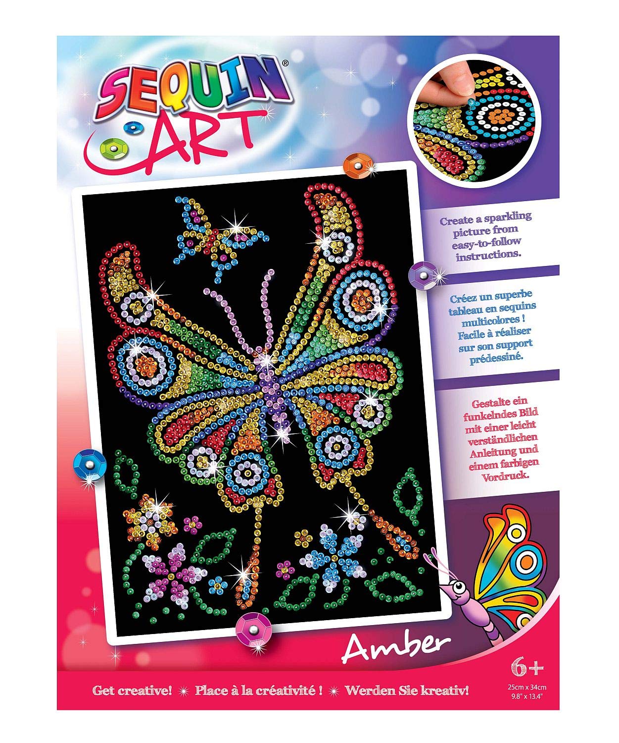 Sequin Art Red, Butterfly, Sparkling Arts and Crafts Picture Kit; Creative Crafts for Adults and Kids