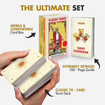 Wyspell Classic Tarot Deck - Original Tarot Cards With Guide Book For Beginners - Beginner Cards With Meanings (Light)