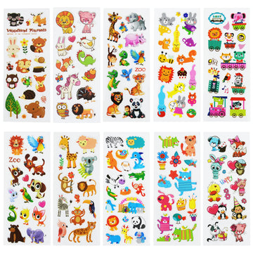 24 Sheets(400+) Animal 3D Puffy Stickers For Toddlers Kids, Bulk Preschool Sticker Sheets For Reward, Craft, Scrapbooking
