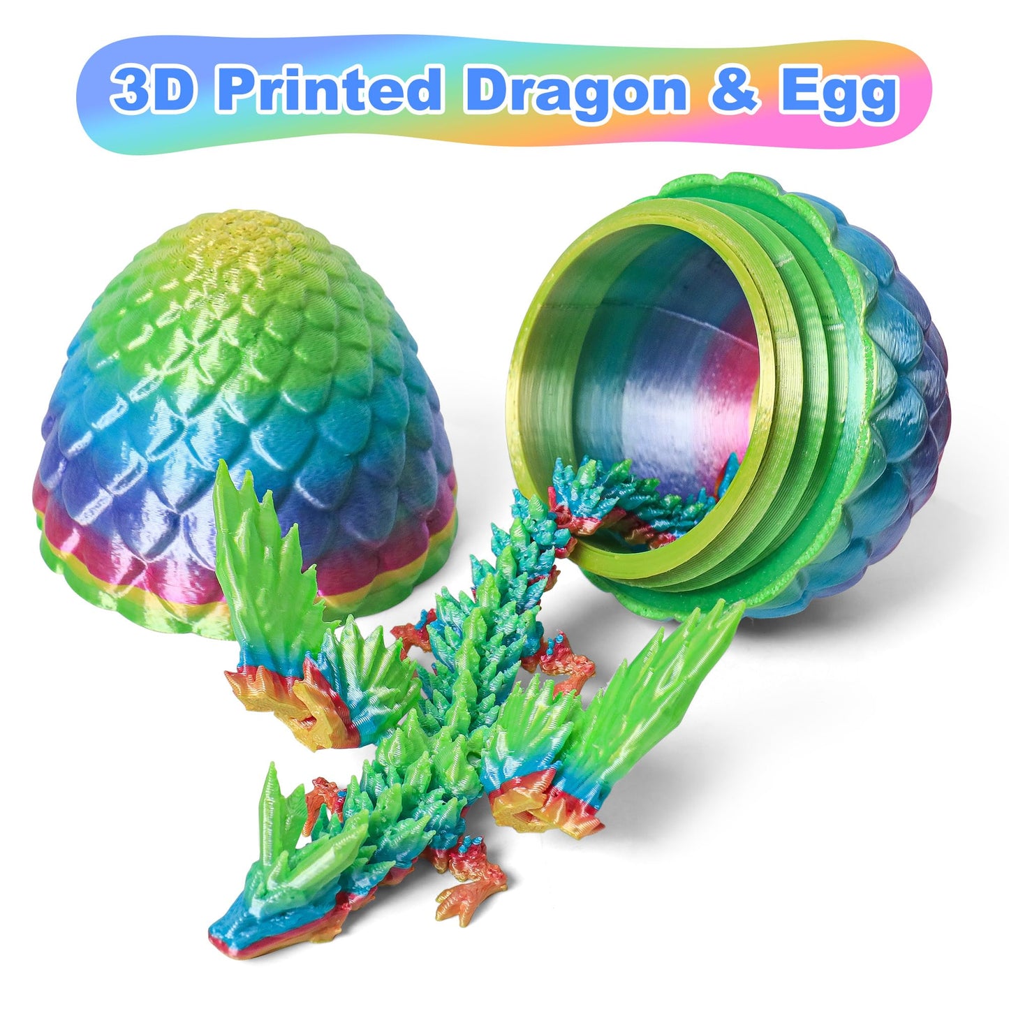 3D Printed Dragon Eggs with Dragon Inside  Easter Mystery Dragon Egg Articulated Crystal Dragon Fidget Toy  Surprise 3D Printed Dragon Egg with Wings Flying Animals Toy Easter Basket Stuffers 4PCS(B)