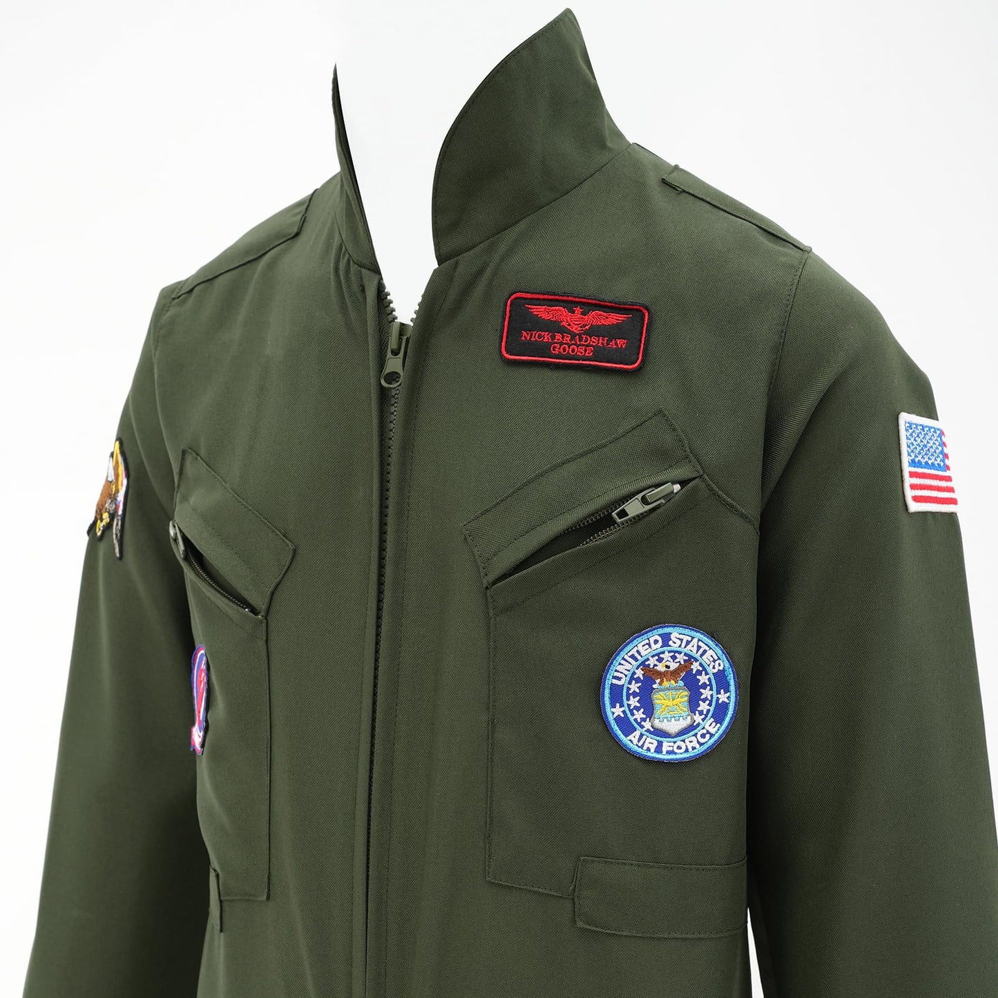 Gz-Laopaitou Kids Fighter Pilot Costume, Flight Dress Up With Gloves, Flight Suit Costume For Halloween Party Cosplay