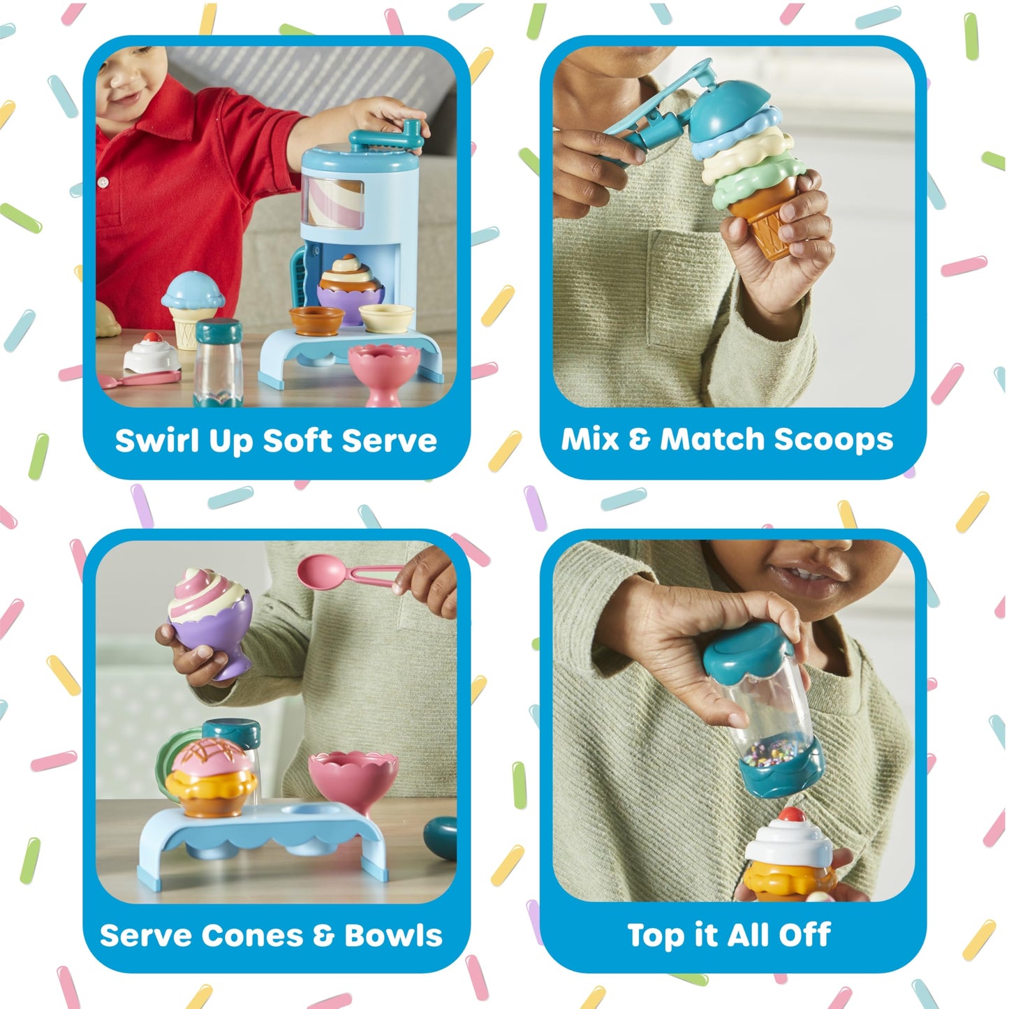 Learning Resources Swirly Scoops Ice Cream Shoppe Playset - Child-Size Plastic Kitchen Toys for Boys and Girls, Model LER9278