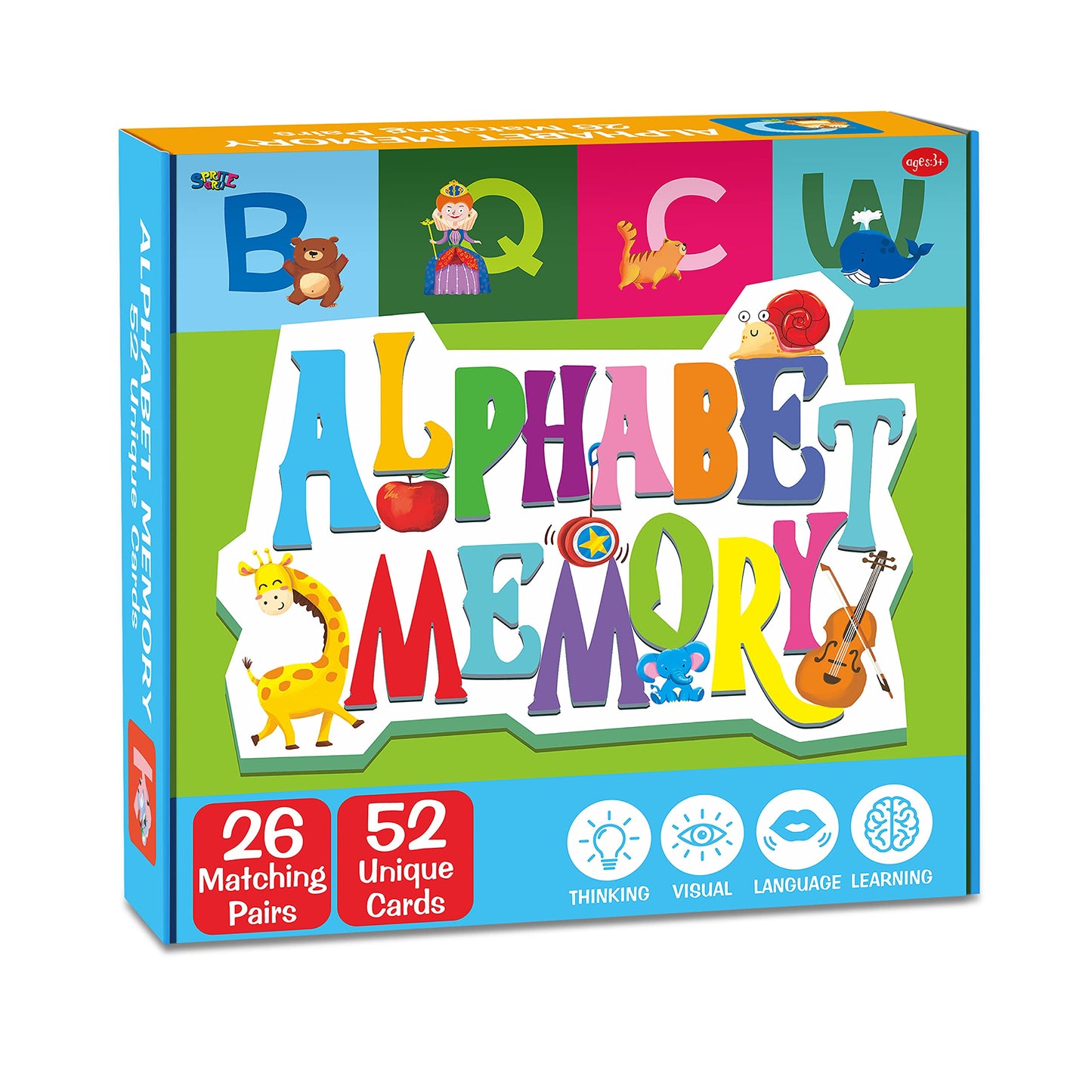 Spritegru Memory Alphabet Matching Game(26 Pairs Of 52 Pieces), Capital Letter Matching Game Cards Educational Toy For Toddlers