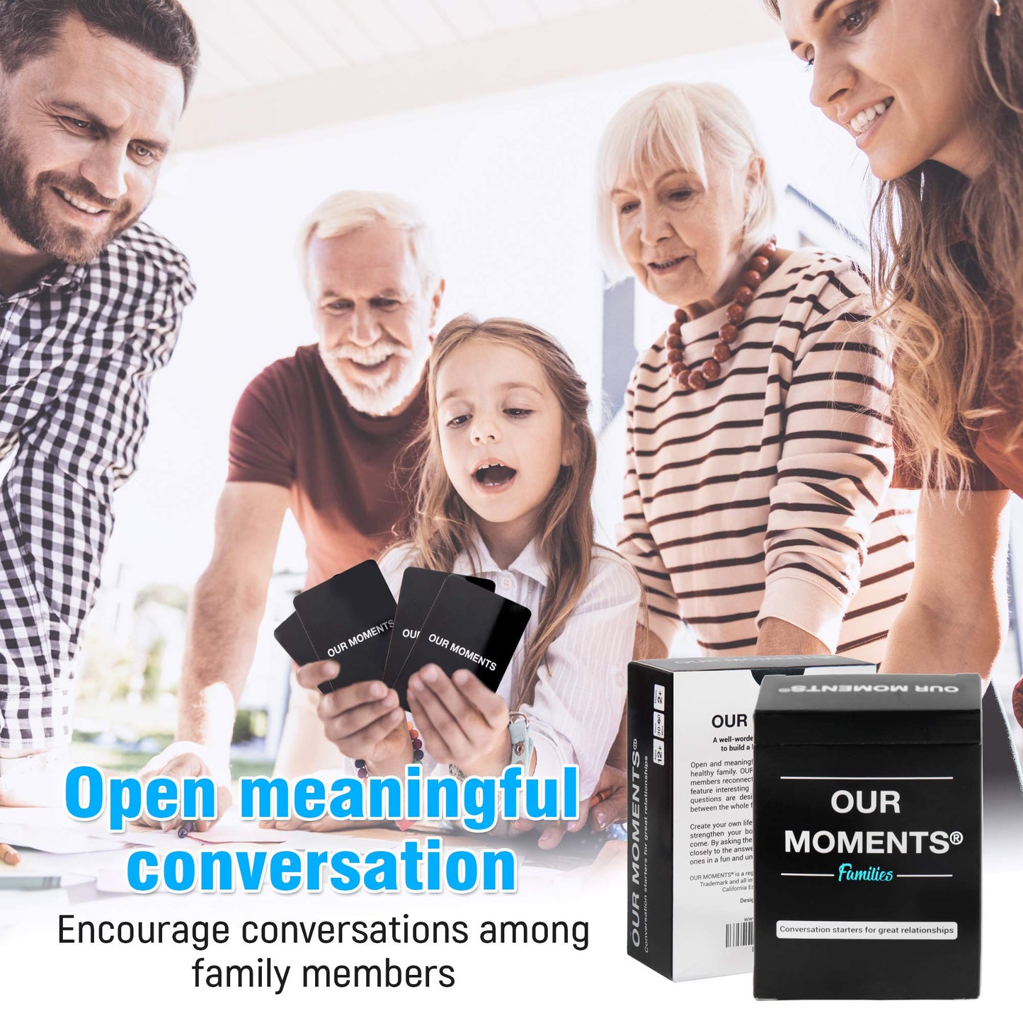 OUR MOMENTS Conversation Starter Cards for Families - 100 Fun Questions, Cardstock, Multicolor, Model: OUR MOMENTS -1