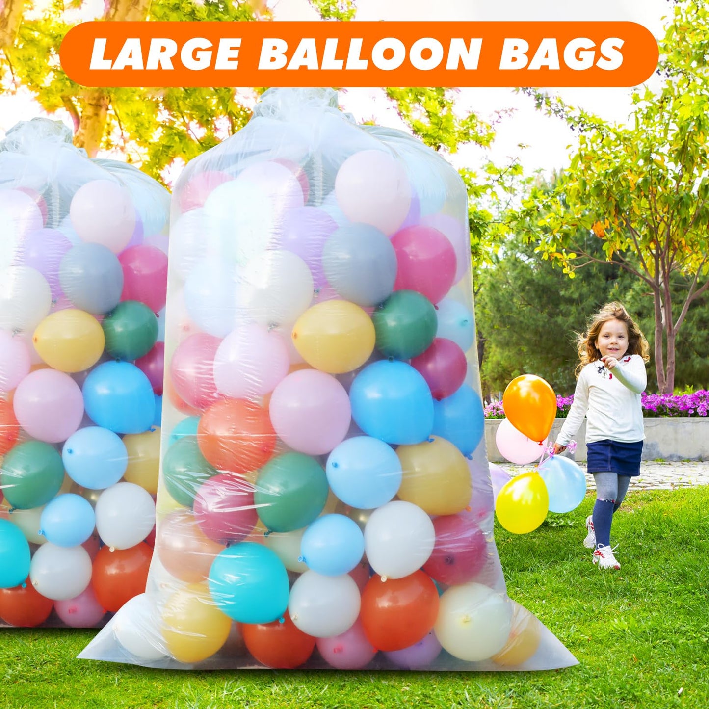 AGUZXTM 98.4 x 59 Inches Large Balloon Storage Bags, 10PACK Clear Plastic Balloon Transport Bags with Drawstring Closure
