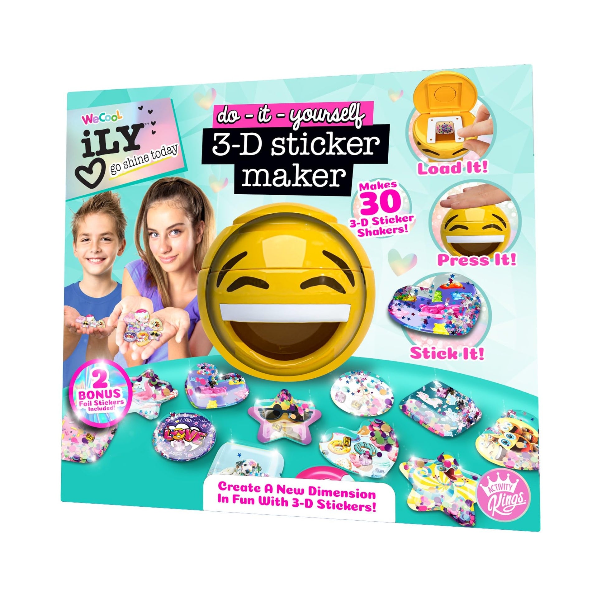 ACTIVITY KINGS ILY DIY 3D Sticker Maker for Girls and Boys, Arts and Crafts Fun for Ages 6+, Makes 30 Custom Stickers, Fun Creat
