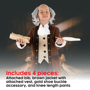 Morph Benjamin Franklin Costume Kids Colonial Founding Father Outfit for Presidents Day Celebrations, Large