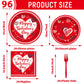 gisgfim 96Pcs Galentines Day Party Plates and Napkins Happy Galentines Day Red Supplies Gals Tableware Dinnerware Set Valentine
