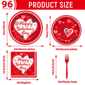 gisgfim 96Pcs Galentines Day Party Plates and Napkins Happy Galentines Day Red Supplies Gals Tableware Dinnerware Set Valentine