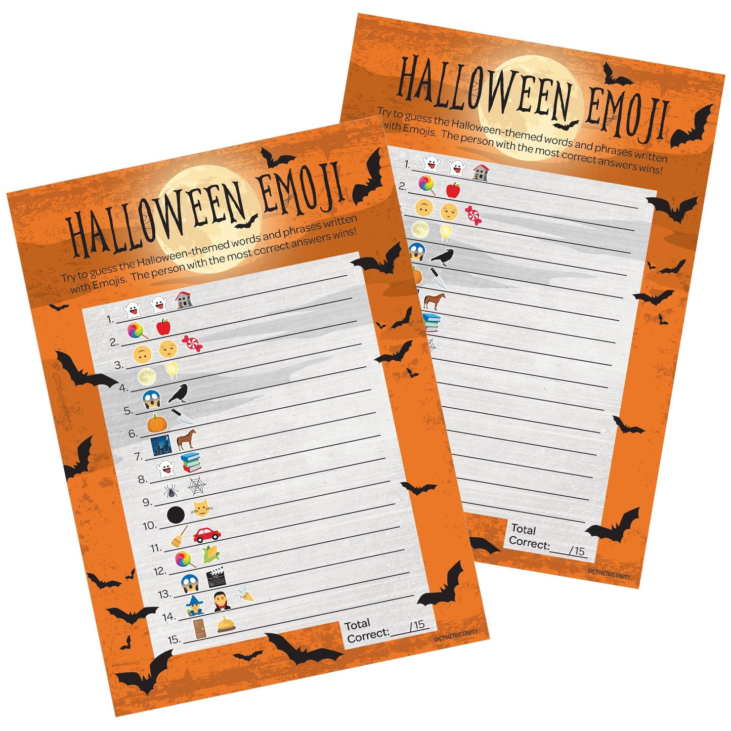 Distinctivs Halloween Party Emoji Guessing Game - Halloween Party Game And Activity For Kids - Fun School Activity - 25 Players