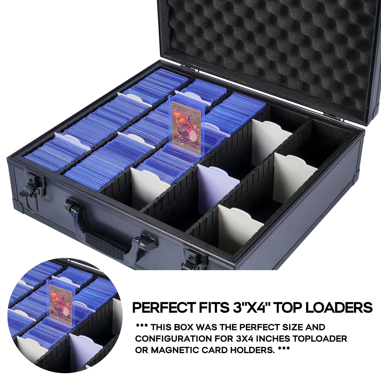 D Dacckit Toploader Storage Box With Card Dividers For 1200 3 X 4 35Pt Rigid Card Holders For Trading Cards & Sports Cards Compa