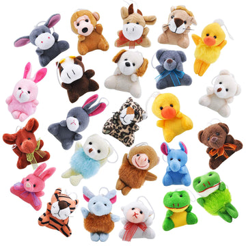 Joyin 24 Pack Mini Animal Plush Toy Assortment (24 Units 3' Each), Animals Keychain Decoration For Kids, Small Stuffed Animal Bulk For Kids, Carnival Prizes, School Gifts, Valentine'S Day Party Favors