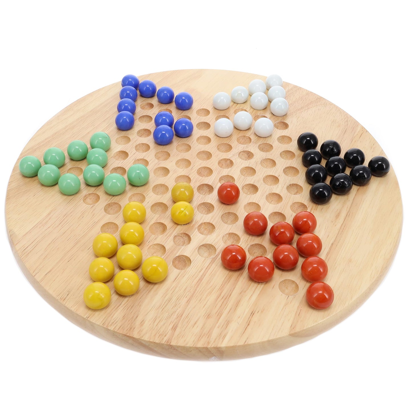 We Games Classic Wooden Chinese Checkers Set With Glass Marbles - 11.5 In