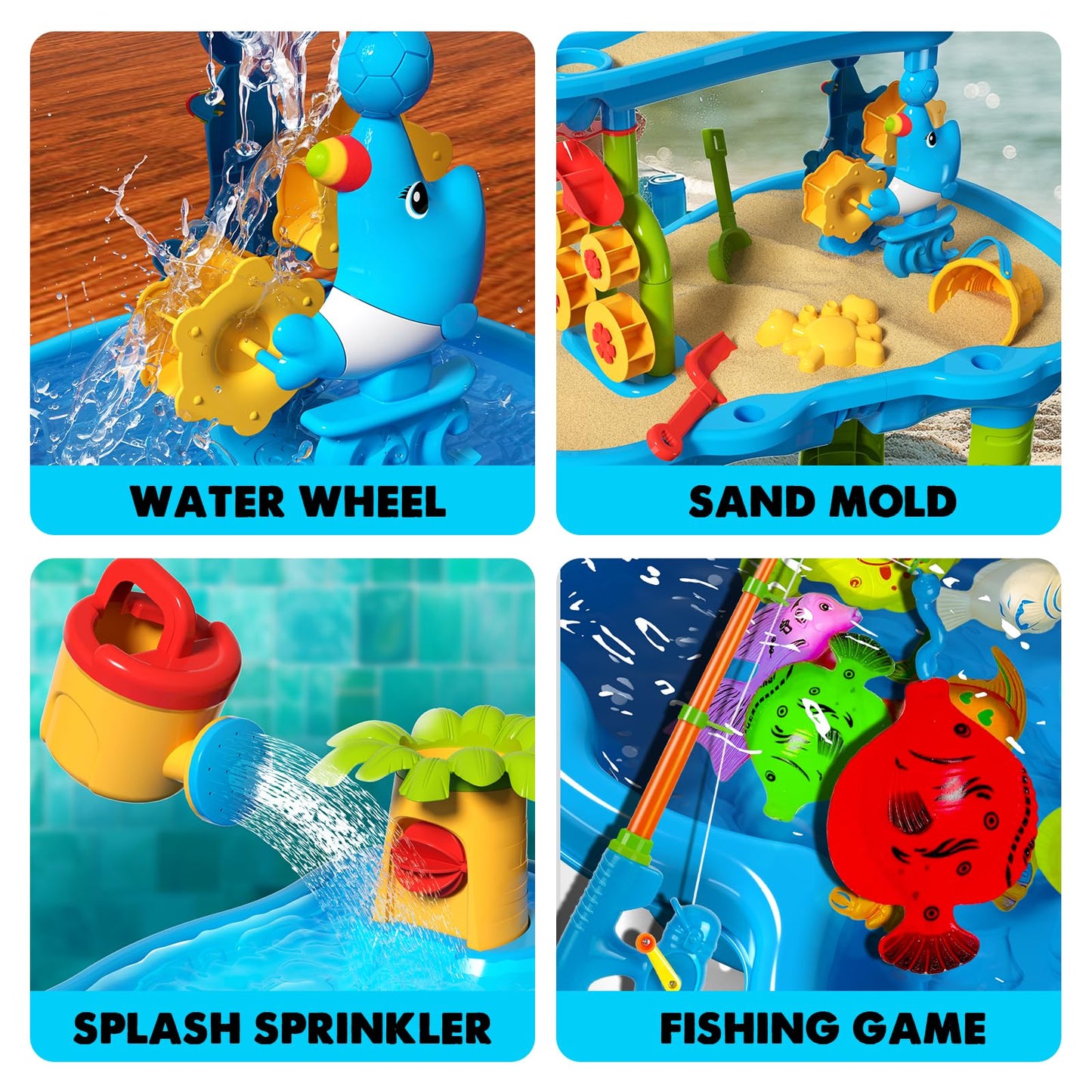Cozybombwater Table For Toddlers 3-5 | Outdoor Toys Water Play Table, Magnetic Fishing Toy Game Set, Summer Splash Pond Showers