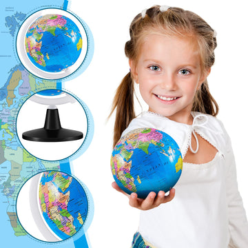 Henoyso 12 Pcs World Globe For Kids Learning 3.4 Inches Mini Rotating World Map Globes Educational Globes With Stand Kids Globe