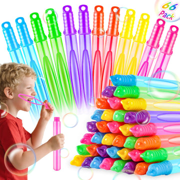 Bubble Wands 66 Piece in 6 Colors  2oz Bubbles Party Favors Bulk for Kids  Summer Outdoor Gifts for Boys Girls  Themed Birthday  Carnival  Wedding  Classroom Prizes  Ideal Goodies Bags Stuffers