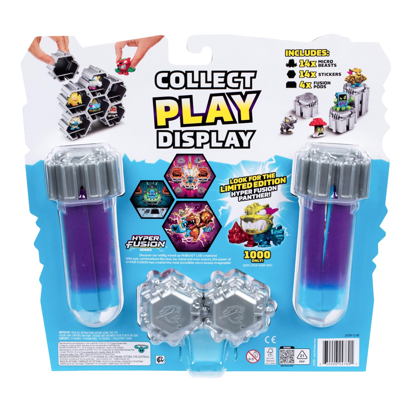 MRBEAST LAB Swarms Series 3 Collectible Micro Beasts - 14 Pack with Stickers & Fusion Caps, Multicolor, 1 inch, Model 24789