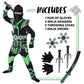 Spooktacular Creations Kids Green Ninja Costume, Child Boy Ninja Costume For Kids Toddler Ninja Themed Parties, Halloween Costume Dress Up (Large(10-12 Yrs))