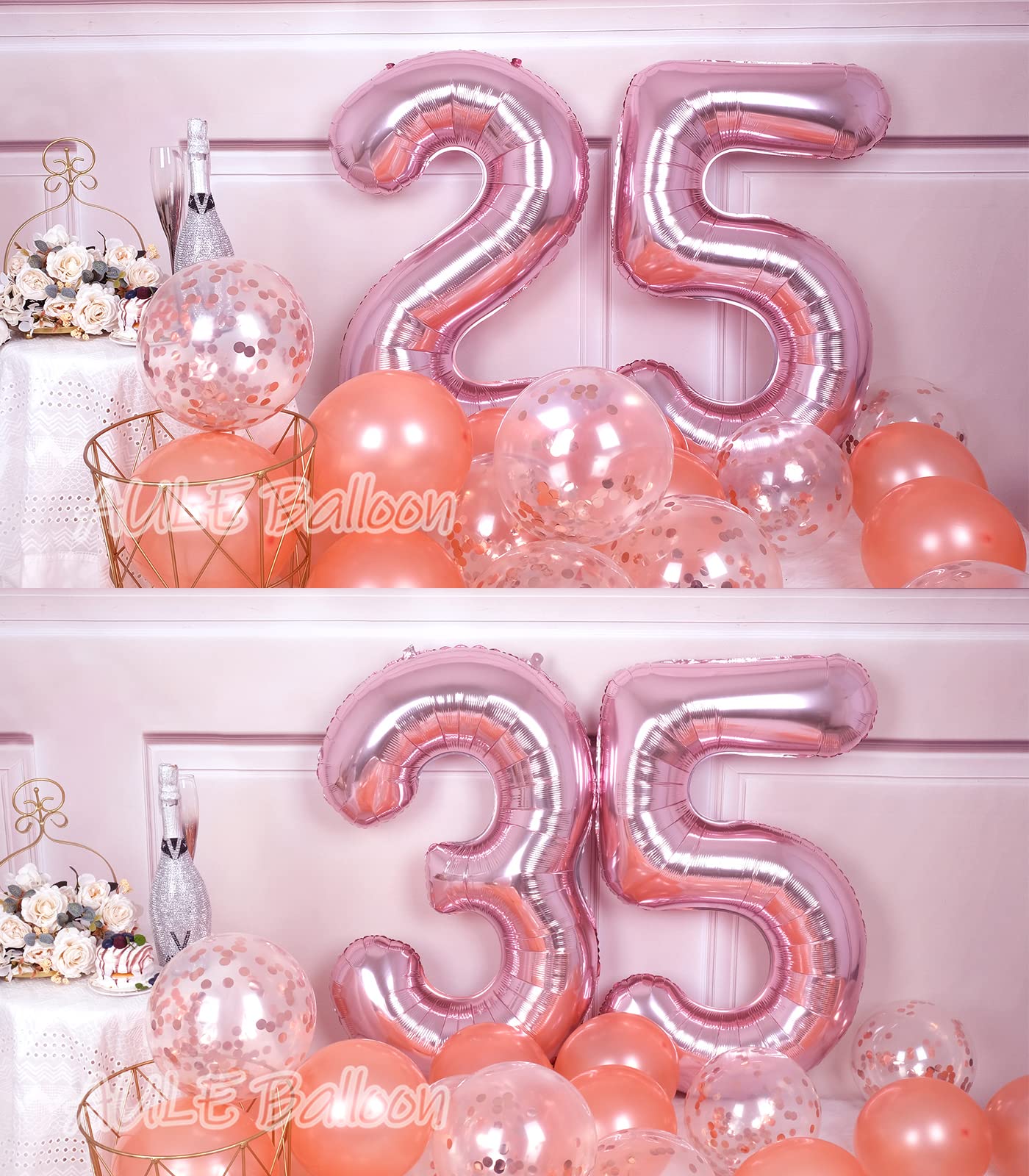 Aule 40 Inch Big Rose Gold 5 Balloon Number Large Foil Helium Number Balloons 0-9 Jumbo Giant Happy 5Th Birthday Party Decoratio