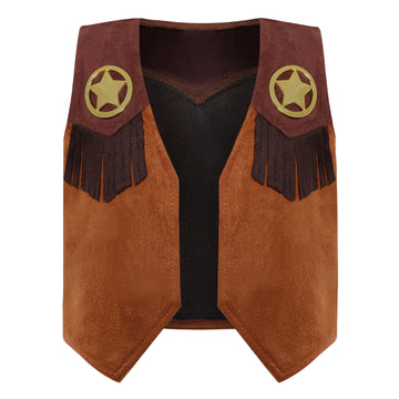 Sicypoty Kids Cowboy Costume Boys Girls Brown Western Costume Outfit For Halloween Cosplay 5-7 Years