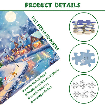 1000 Piece Puzzle For Adults Christmas Village Christmas Puzzle, Snowy Eve Christmas Puzzles 1000 Pieces, Christmas Scene 1000 P