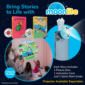 Moonlite Storytime Storybook Reels, 2 Story Set, The Little Engine That Could, Corduroy, Digital Stories For Projector, Toddler Early Learning Gifts For Kids Ages 12 Months And Up