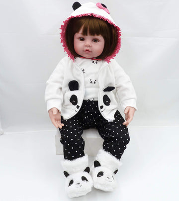 18'' Babyfere Reborn Baby Doll Clothes For 17-19 Inch Reborn Newborn Dolls Baby Girl Clothes Accessories Cute Panda 4 Piece Set