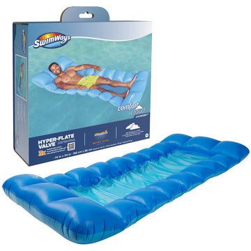 Swimways Comfort Cloud Pool Lounger With Fast Inflation & Headrest Pillow, Oversized Inflatable Pool Floats For Adults, Blue