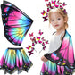 iROLEWIN Kids Toddler Butterfly-Wings-Costume for Girls Fairy-Wings Tutu Headband as Princess Dress-Up Toys Birthday Gifts 3+