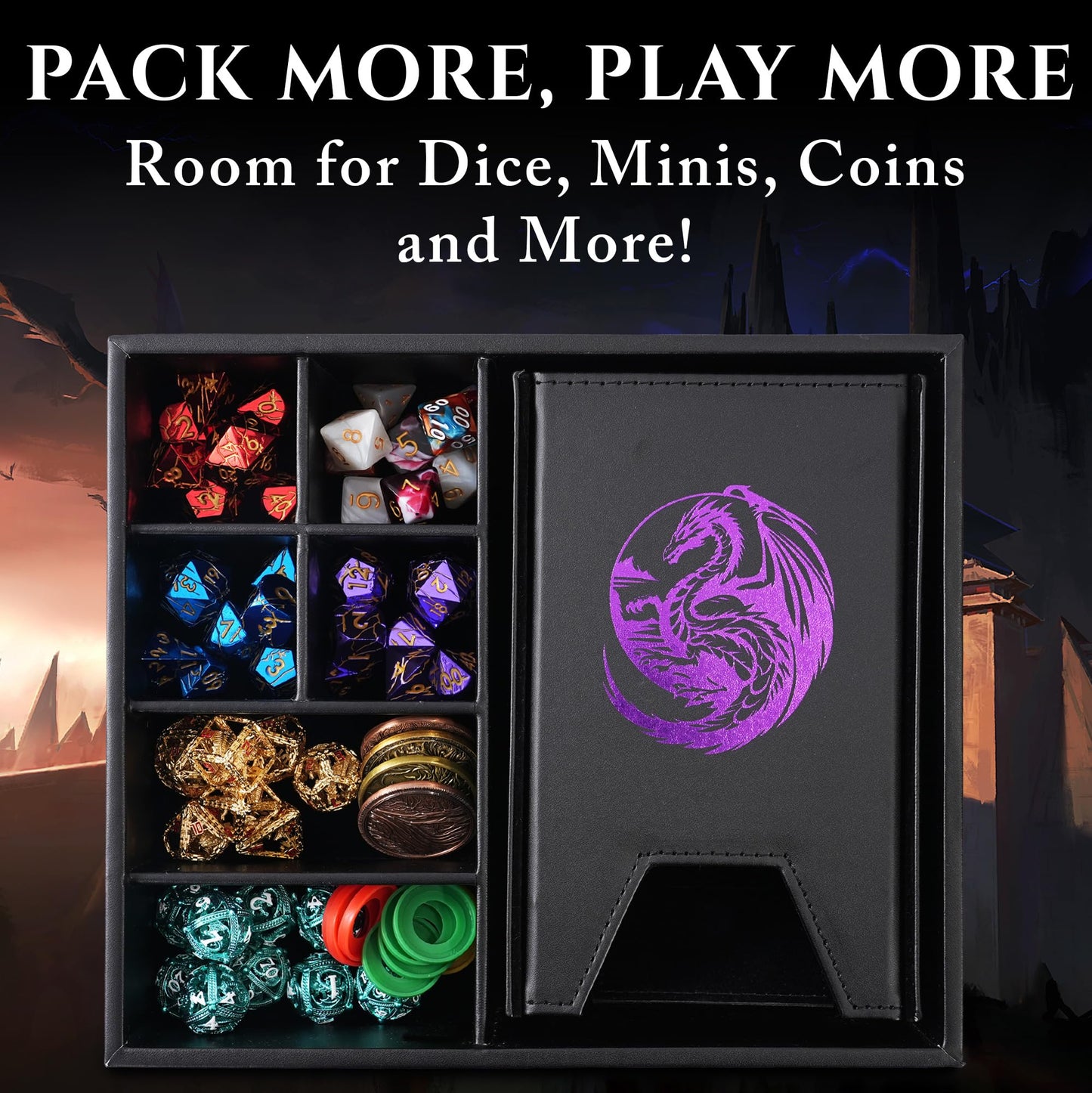 Soar Forge Dice Tray and Dice Tower for DND - All-in-One Tray, Storage & Large Tower for Random Rolls - Stores Dice for D&D, Min