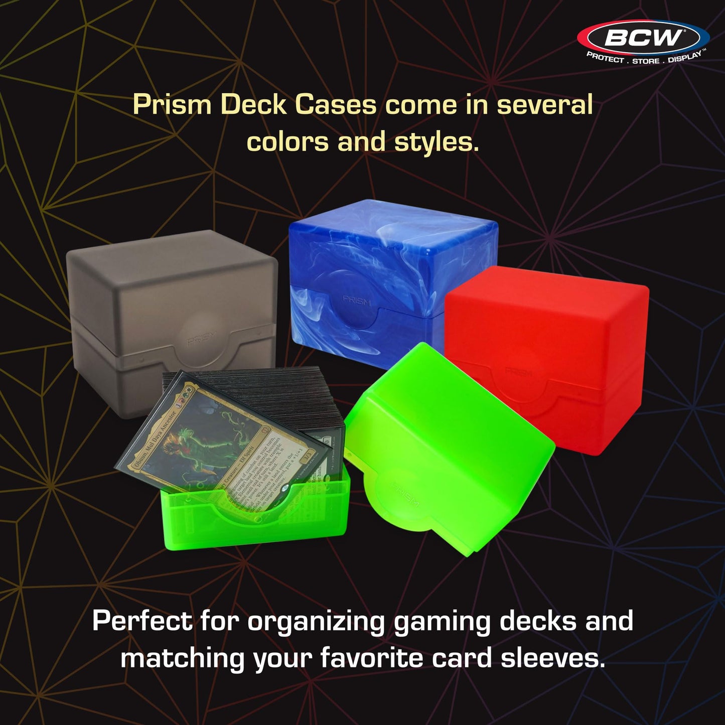 Bcw Spectrum Prism Deck Case - Cobalt Blue | Secure Snap Closure Card Deck Case | Fits 100 Double-Sleeved Cards | Trading Card D