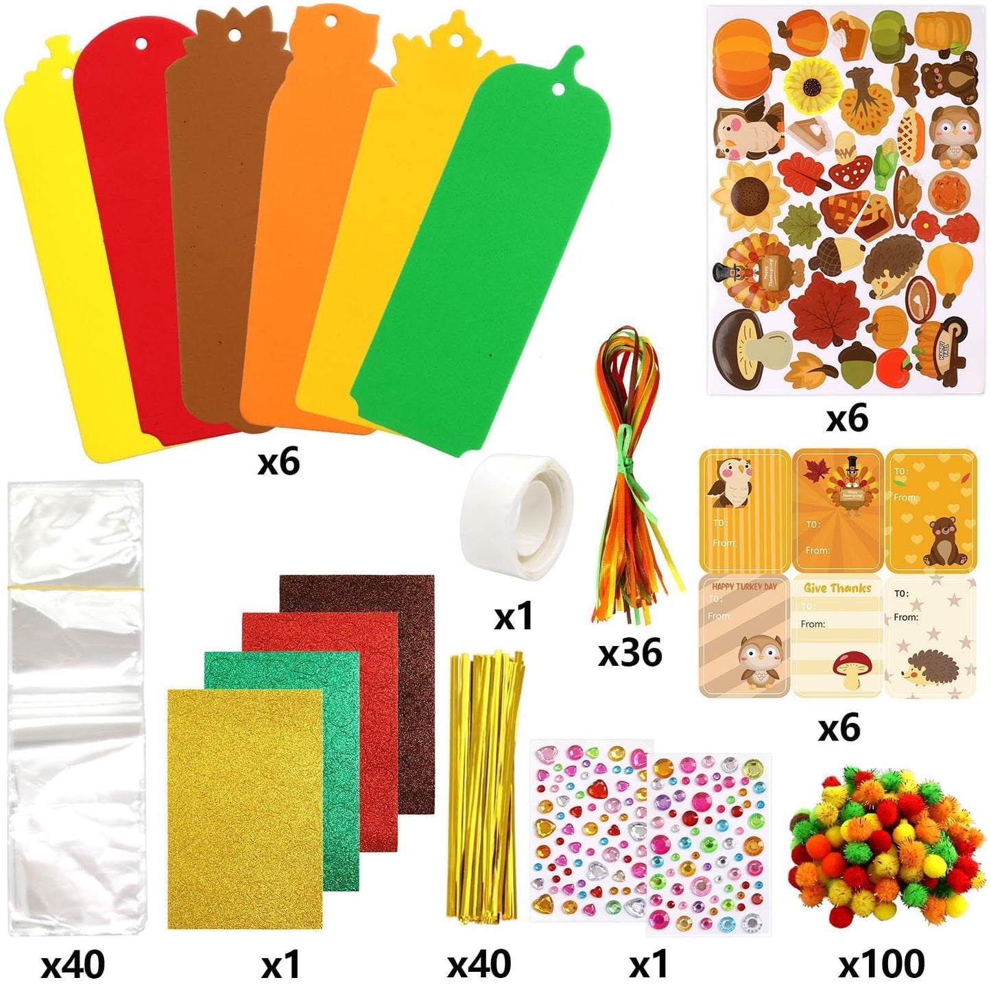 Fancy Land 36 Sets Fall Crafts for Kids Thanksgiving Foam DIY Bookmarks Ornaments Craft Kits Thanksgiving Classroom Activities F