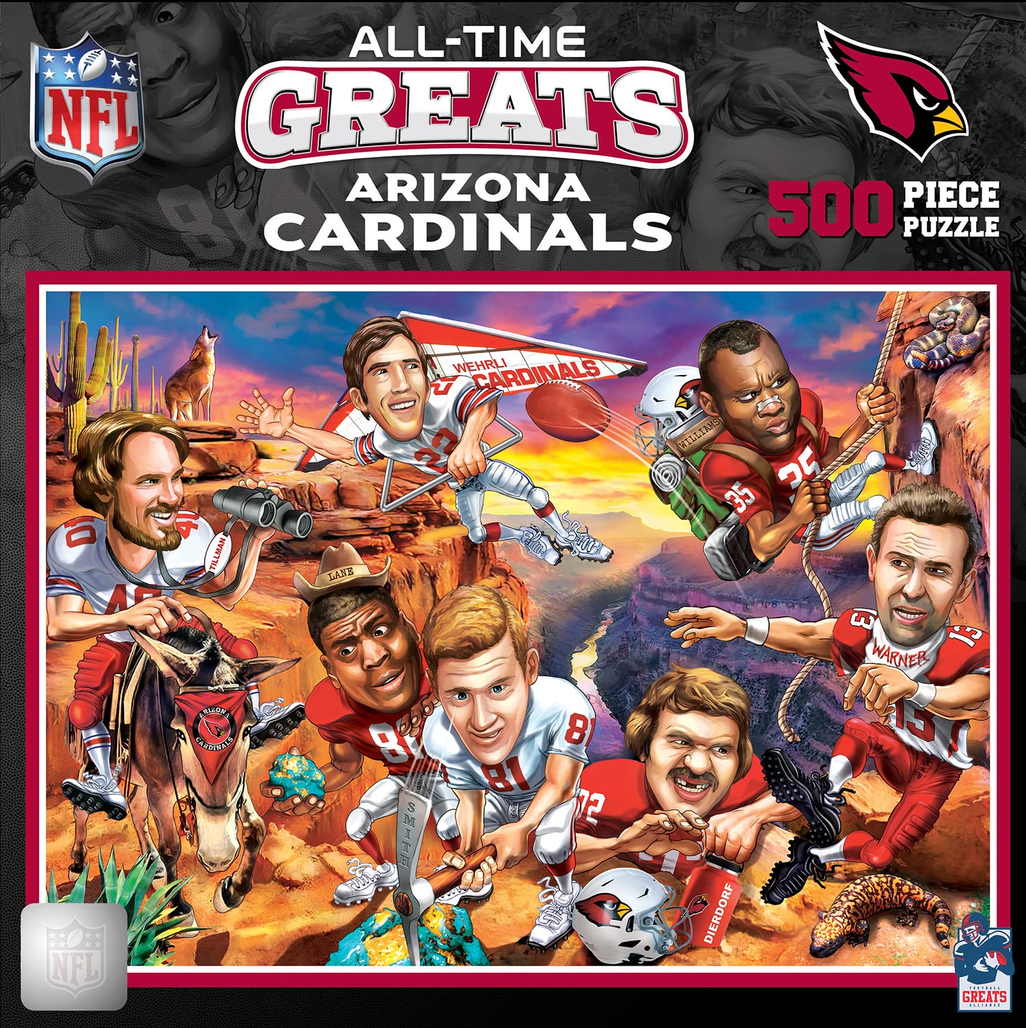 MasterPieces 500 Piece Sports Jigsaw Puzzle for mature-themeds - NFL Arizona Cardinals All-Time Greats - 15x21