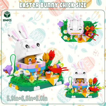 Nubee Easter Bunny Chick Building Sets, Cute Rabbit Easter Basket Stuffers Toy Gift For Teens Kids Boys And Girls Age 6+(400Pcs)