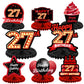 Happy 27Th Birthday Red And Black Table Honeycomb Centerpieces Balloons Theme Decor Table Decorations Table Toppers For Girls Women Princess 27 Years Old Birthday Party Bday Supplies Background Gold