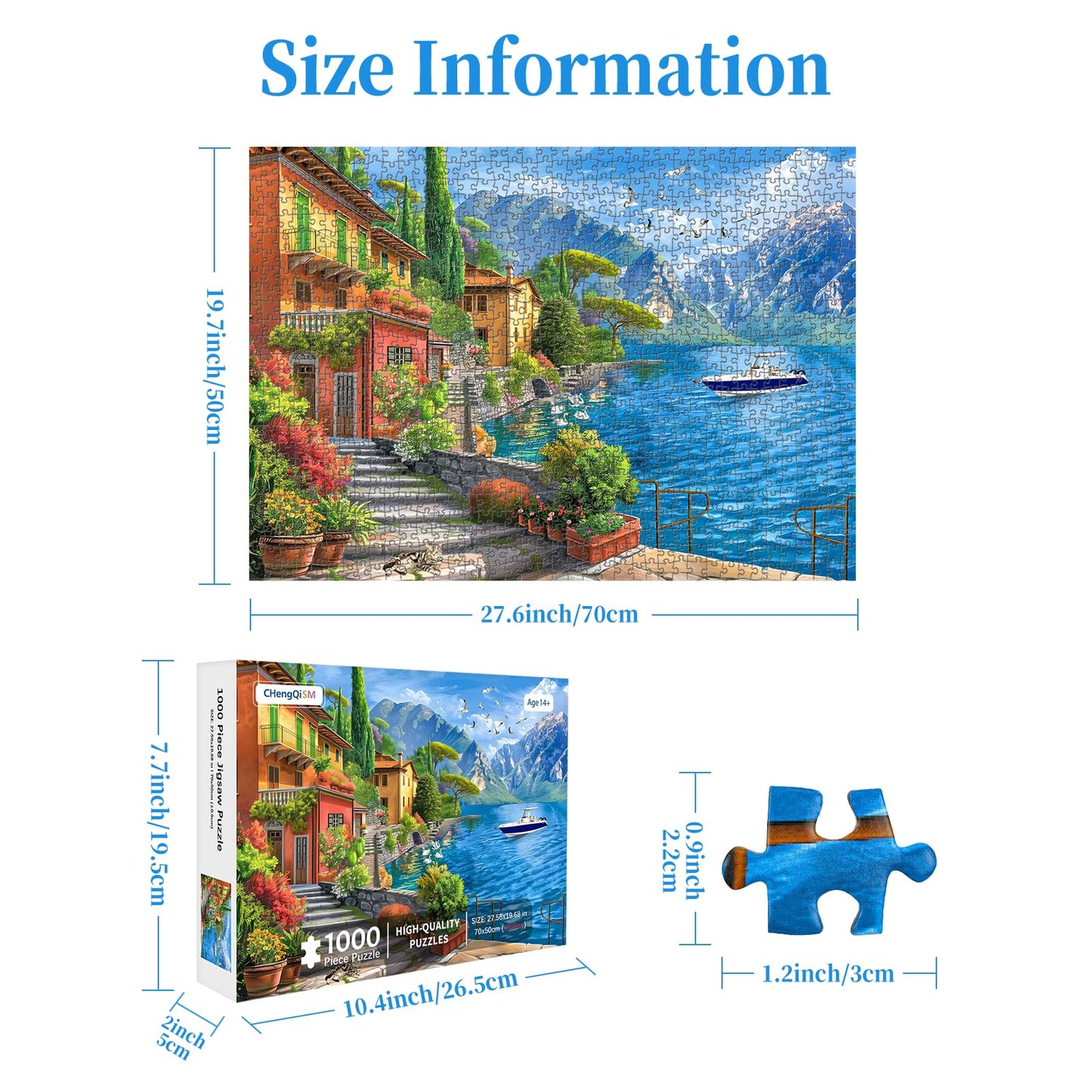 Seaside Resort 1000 Piece Puzzle for mature-themeds  Sea Town Puzzles for mature-themeds 1000 Pieces  Jigsaw Puzzles 1000 Pieces Seashore Yacht City Landscape Puzzle for mature-themeds Teens Seniors Gift Challenging Game