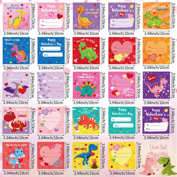 24 Pieces Valentines Day Gifts for Kids Cartoon Cards with Keychains, Valentines Greeting Cards for Classroom Exchange Cards an