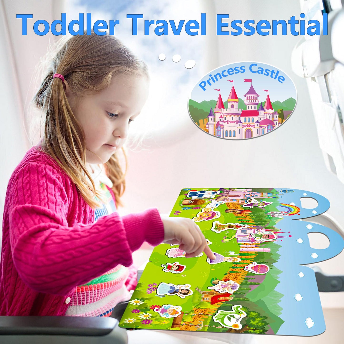 iGetooy Reusable Sticker Books for Toddlers, PVC Fairy Tale Stickers, Travel Toys, Ideal for Ages 1-4, Model KT003-8
