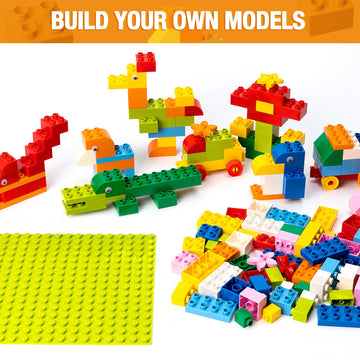 Mannidoo Large Building Blocks For Kids Toddlers, 161Pcs Big Building Bricks With 10''X10'' Large Baseplates - 100% Compatible W