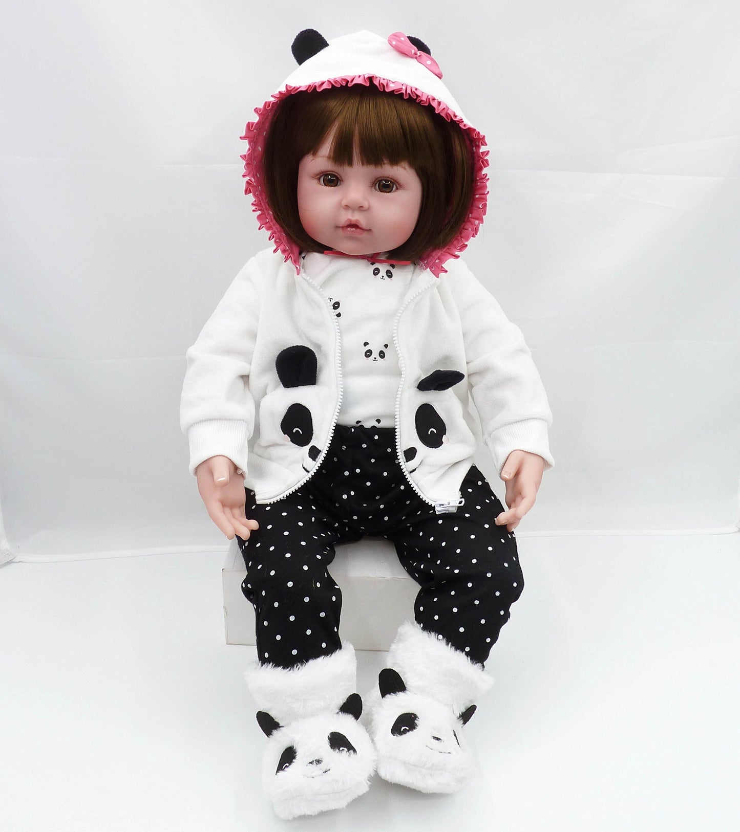 Reborn Baby Dolls Girl Clothes 22 Inch Panda Outfits Accesories For 22-24 Inch Reborn Baby Girl Newborn Matching Clothing